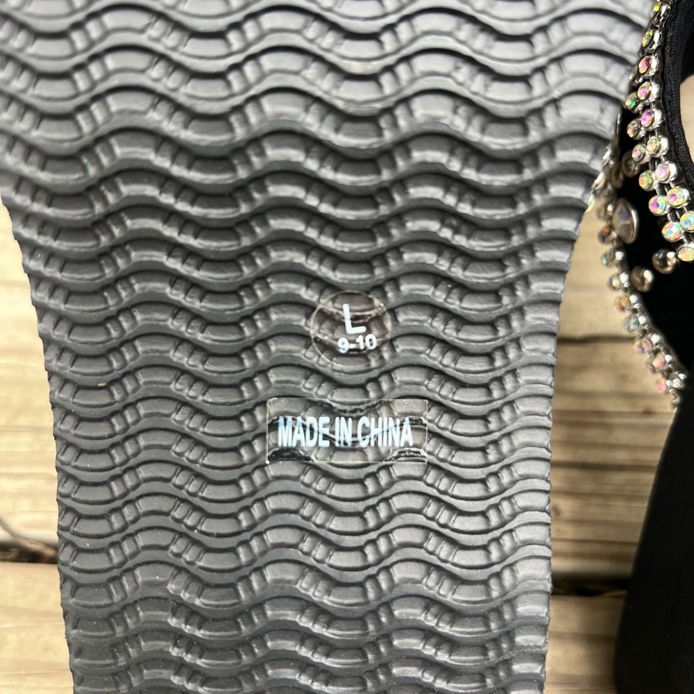 Black Rhinestone Sandals - Picture 3 of 7